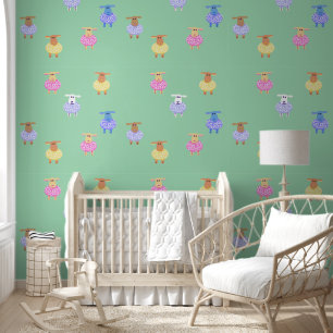 Papel pintado para nursery de corderitos