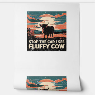 Papel Pintado Parar El Auto Ver Suns Fluffy Cow Highland Cow Far