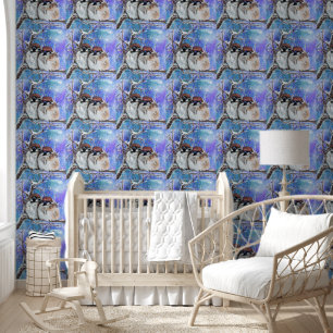 Papel Pintado Pareja de gorriones en invierno