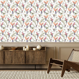 Papel Pintado Parrots tropicales Toucans Aves Acuarela Exótica