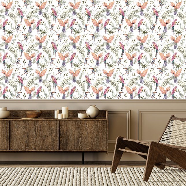 Papel Pintado Parrots tropicales Toucans Aves Acuarela Exótica (Subido por el creador)