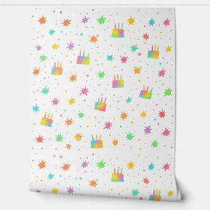 Papel Pintado Pastel al Agua de Cumpleaños Arcoíris Pintura Colo