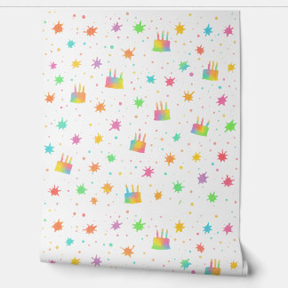 Papel Pintado Pastel al Agua de Cumpleaños Arcoíris Pintura Colo