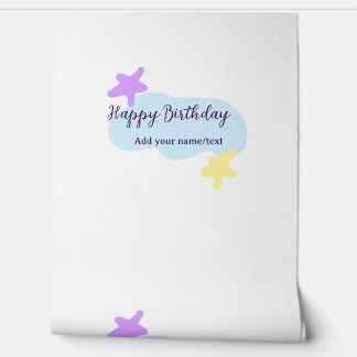 Papel Pintado Pastel blue clouds stars purple happy birthday nam