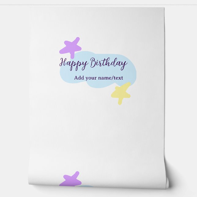 Papel Pintado Pastel blue clouds stars purple happy birthday nam (Desenrollar)