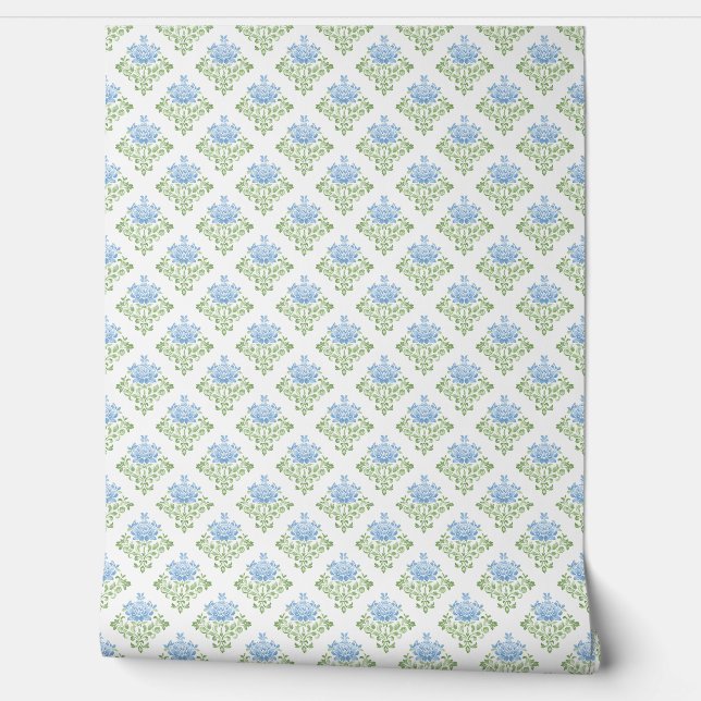 Papel Pintado Pastel Blue Green Floral Pattern (Desenrollar)