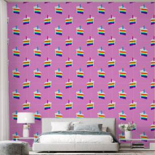Papel Pintado Pastel de cumpleaños arcoiris