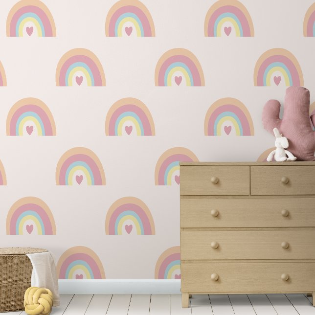 Papel Pintado Pastel de hierbas de leche de bebé Niñera Nursera (Cute Pastel Rainbows Baby Girl Nursery Wallpaper
)