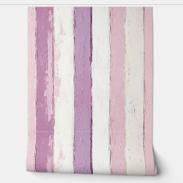 Papel Pintado Pastel de rayas moradas y blancas