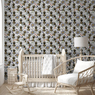 Papel Pintado Pastel Floral Bumble Bee