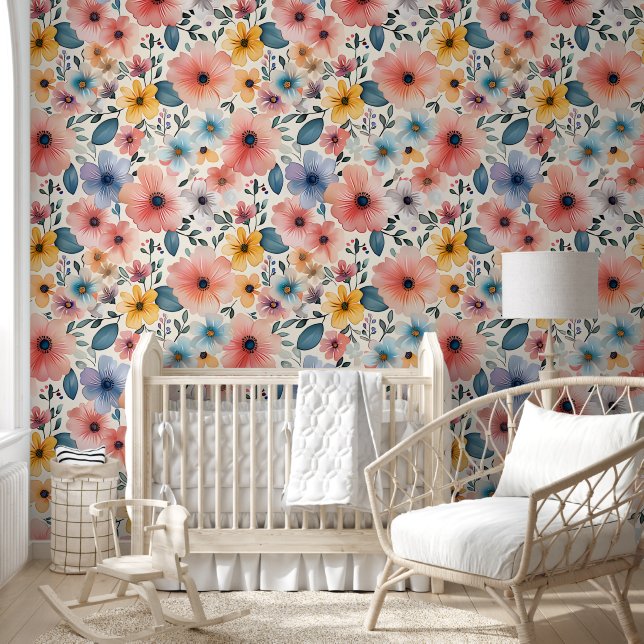 Papel Pintado Pastel Floral Fantasía (Niños)