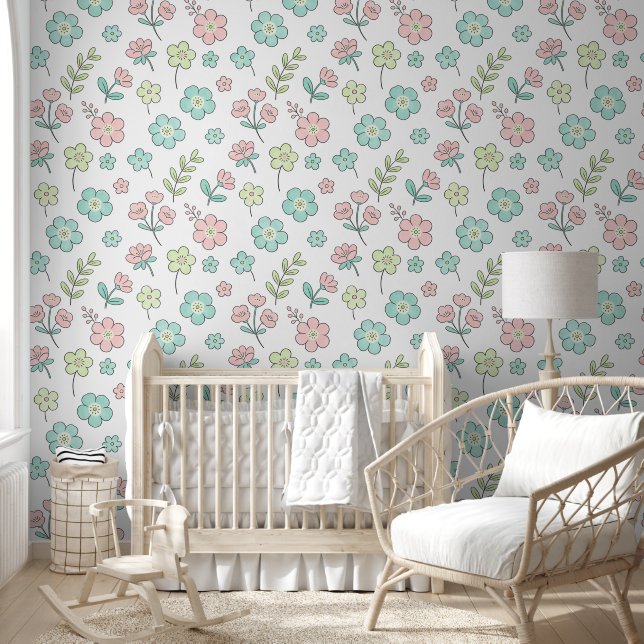 Papel Pintado Pastel Floral Nursery Wallpaper (Niños)