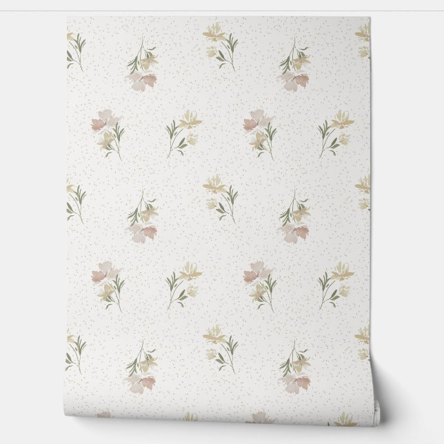 Papel Pintado Pastel Floral Scatter Wallpaper (Desenrollar)