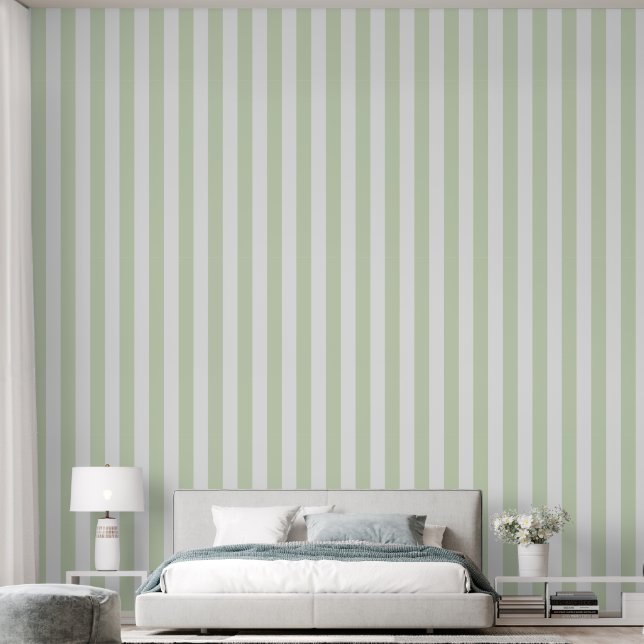 Papel Pintado Pastel Green Stripes (Dormitorio)