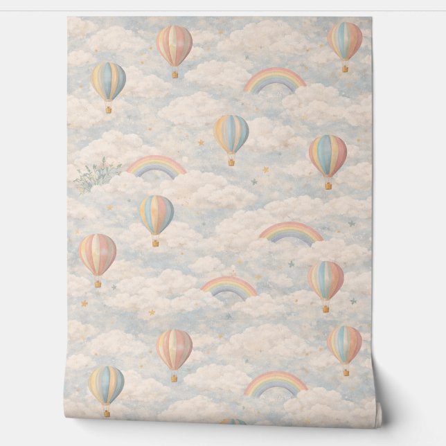 Papel Pintado Pastel Hot Air Balloon Sky Wallpaper (Desenrollar)