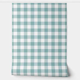 Papel Pintado Pastel Light Teal Gingham Check Buffalo Plaid