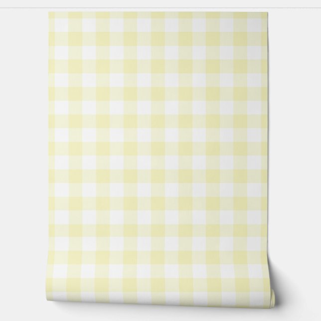 Papel Pintado Pastel Light Yellow Check Buffalo Plaid (Desenrollar)