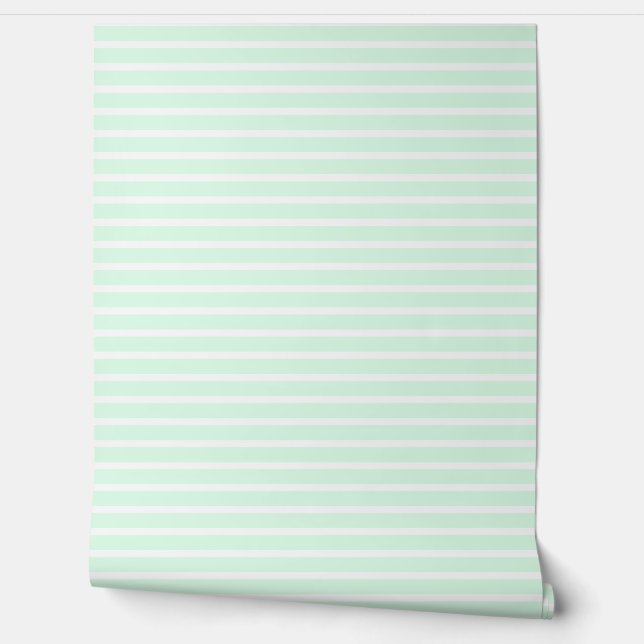 Papel Pintado Pastel Mint Green Stripe Light Elegante Guay (Desenrollar)