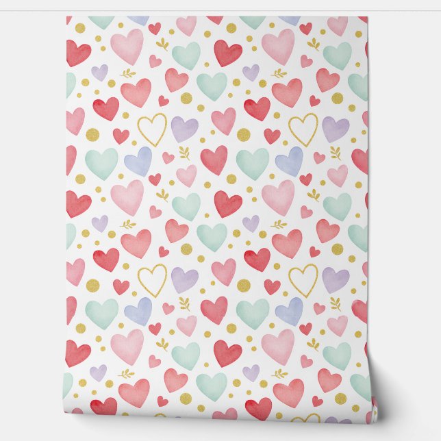 Papel Pintado Pastel Petals & Gilded Hearts (Desenrollar)