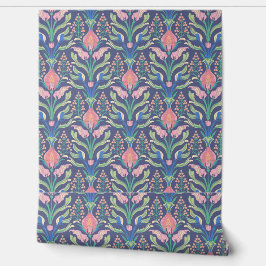 Papel Pintado Pastel Pink Blue Floral Art Nouveau