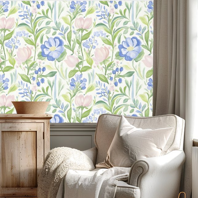Papel Pintado Pastel Pink Blue Floral Pattern  (Subido por el creador)
