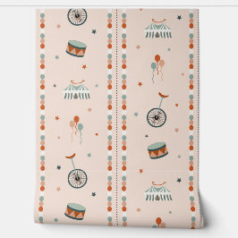 Papel Pintado Pastel Pink Circus & Rayas para Guardería de Niñas