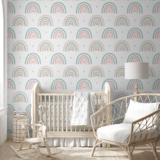 Papel Pintado Pastel Rainbow Pattern with Hearts