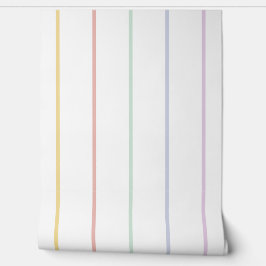 Papel Pintado Pastel Rainbow Pinstripes