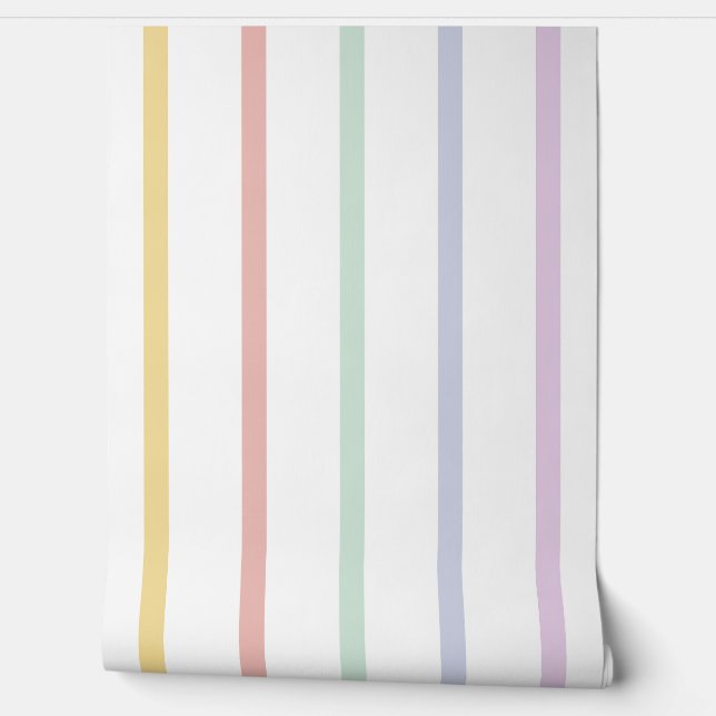 Papel Pintado Pastel Rainbow Stripes (Desenrollar)