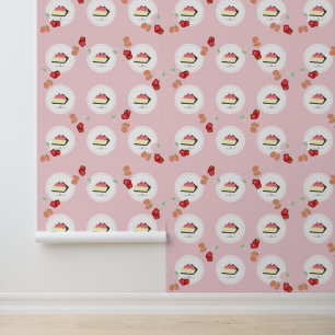 Papel Pintado Pastel rosa de fresa