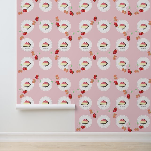 Papel Pintado Pastel rosa de fresa (Solicitud)
