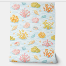 Papel Pintado Pastel underwater sea life watercolor pattern