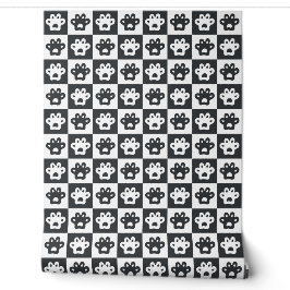 Papel Pintado patas de gato patrón blanco y negro