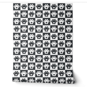 Papel Pintado patas de gato patrón blanco y negro