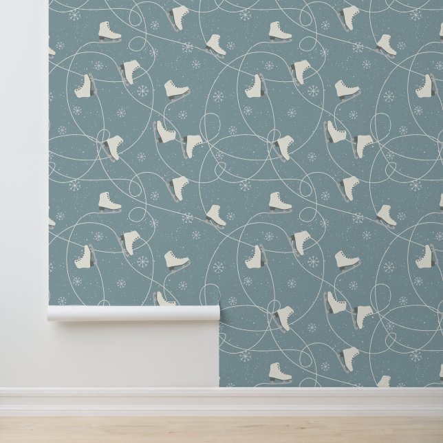 Papel Pintado Patines De Hielo Copos De Nieve Senderos De Hielo  (Solicitud)