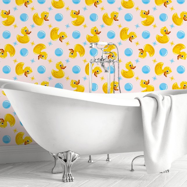 Papel Pintado Patos De Goma Amarillo En Rosa (Subido por el creador)
