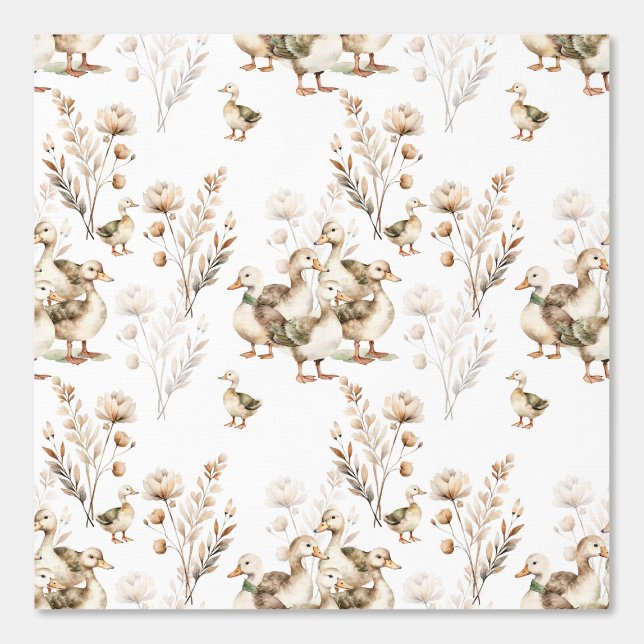 Papel Pintado Patos y flores de pradera (Anverso)