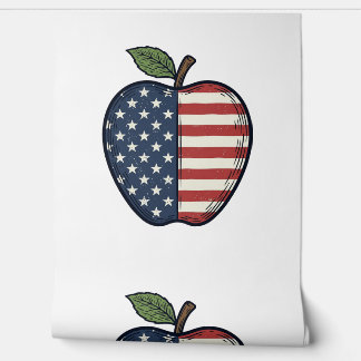 Papel Pintado Patriotic Apple Vintage Engraving Vector Design_1