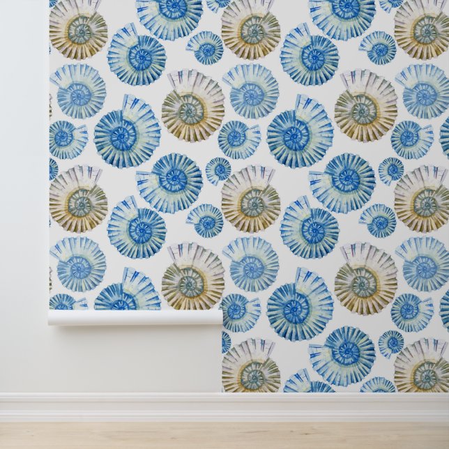 Papel Pintado Patrón 2 de las conchas marinas pastorales (Solicitud)