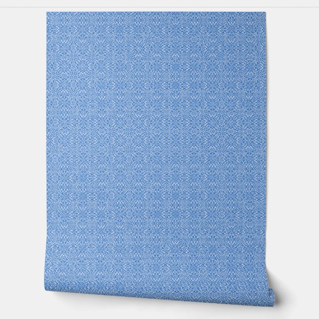 Papel Pintado patrón abstracto azul y blanco (Desenrollar)