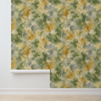 Papel Pintado Patrón abstracto de acuarela en verde salvia