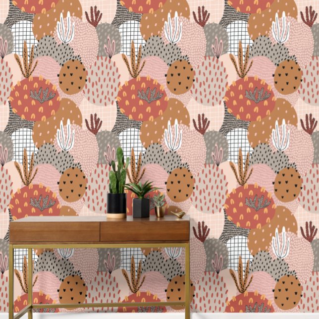 Papel Pintado Patrón abstracto de la planta de cactus Big Bold (Cactus Plant Big Bold Modern Abstract Pattern wallpaper from Ricaso. Ideal for any room)