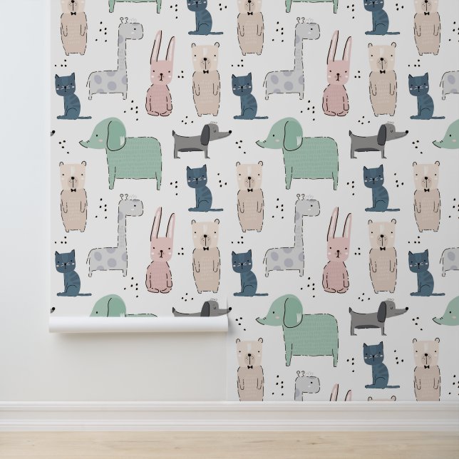 Papel Pintado Patrón animal de bebé de Pastel Cutel (Solicitud)