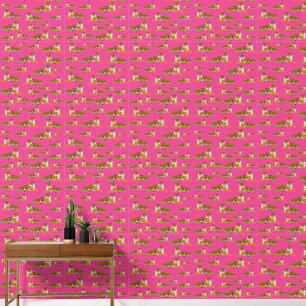 Papel Pintado Patrón animal de tigre de jungla rosada Naranja