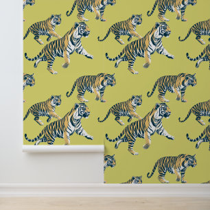 Papel Pintado Patrón Animal de Tigre Selva