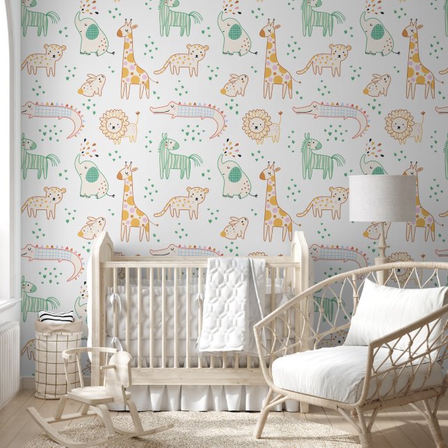 Papel Pintado Patrón animal salvaje azari lindo (Niños)