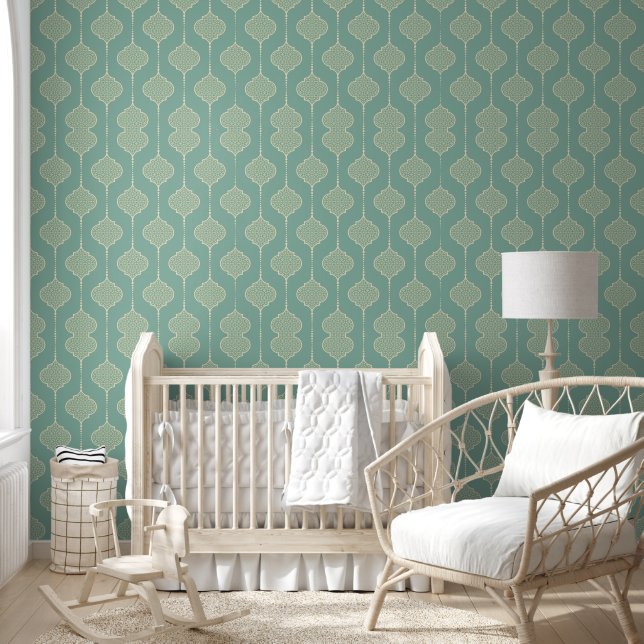 Papel Pintado Patrón árabe verde suave (Niños)