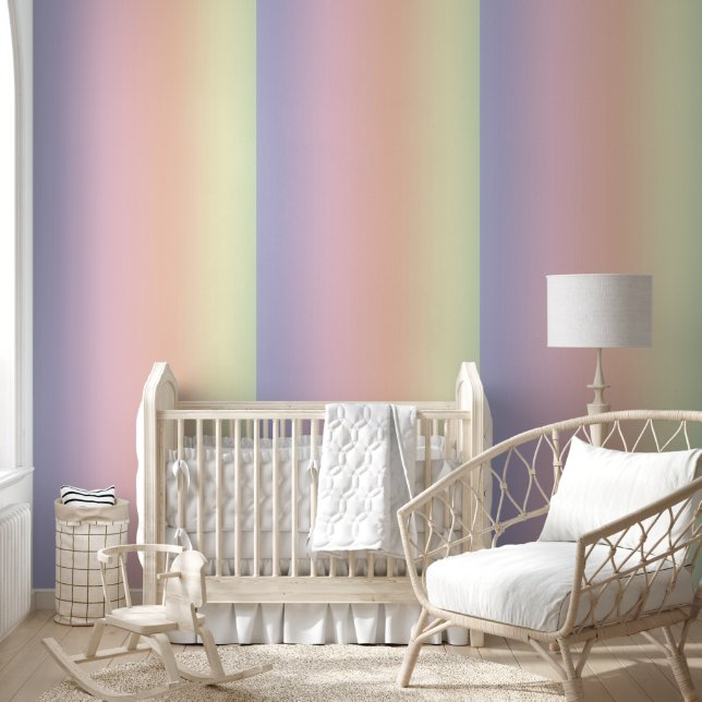 Papel Pintado Patrón arcoiris pastel (Niños)