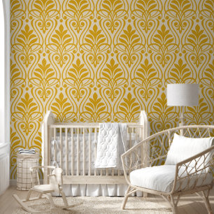Papel Pintado Patrón Art Deco 01 - Deco Gold 2 en blanco roto