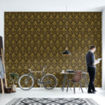 Papel Pintado Patrón Art Deco 01 - Deco Gold sobre Deco Black<br><div class="desc">Patrón Art Deco 01 - Deco Gold sobre Deco Black</div>